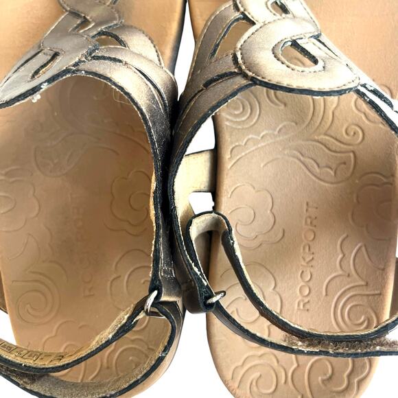 Rockport Women’s Ramona Sandals Sz 8.5M Metallic Gray T-Strap Comfort - Picture 6 of 8